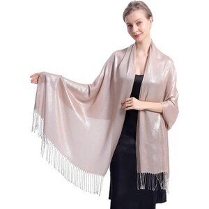 Sparkly Metallic Shawls Wraps, Rose Gold